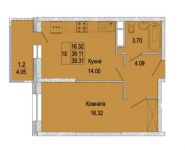 1-комнатная квартира площадью 39.31 кв.м, Правдинский гск, 4 | цена 2 415 206 руб. | www.metrprice.ru