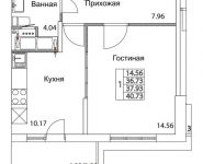 1-комнатная квартира площадью 37.93 кв.м, 2-я Муравская | цена 5 467 381 руб. | www.metrprice.ru