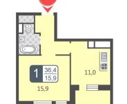 1-комнатная квартира площадью 36.4 кв.м, Базовская улица, д.15к15 | цена 4 526 000 руб. | www.metrprice.ru