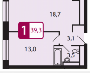 1-комнатная квартира площадью 39.3 кв.м, Северный Квартал, 1 | цена 2 672 400 руб. | www.metrprice.ru