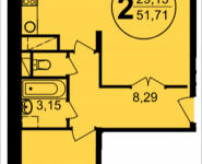 2-комнатная квартира площадью 51.71 кв.м, Просвещения | цена 3 398 716 руб. | www.metrprice.ru