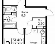2-комнатная квартира площадью 61.4 кв.м, д.Столбово, уч.40/2, корп.7 | цена 5 065 500 руб. | www.metrprice.ru