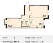 2-комнатная квартира площадью 60.6 кв.м, Сигнальный пр., 5 | цена 8 277 203 руб. | www.metrprice.ru