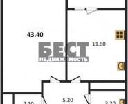 1-комнатная квартира площадью 43.4 кв.м, Ситникова ул., 6 | цена 3 334 856 руб. | www.metrprice.ru