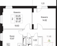 2-комнатная квартира площадью 61.5 кв.м, улица Фрунзе, 1 | цена 3 940 227 руб. | www.metrprice.ru