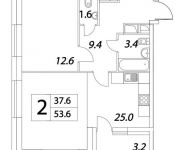 2-комнатная квартира площадью 53.6 кв.м, Тагильская улица, 4с22 | цена 6 347 312 руб. | www.metrprice.ru