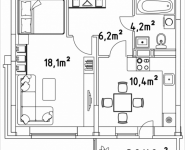 1-комнатная квартира площадью 40.8 кв.м, Строителей, корп.5 | цена 1 815 600 руб. | www.metrprice.ru