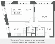 2-комнатная квартира площадью 61.12 кв.м, Мякининское шоссе, 1 | цена 5 060 736 руб. | www.metrprice.ru