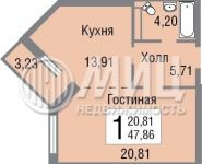 1-комнатная квартира площадью 48 кв.м, 50 лет Октября ул., 10 | цена 6 700 000 руб. | www.metrprice.ru