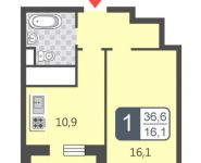 1-комнатная квартира площадью 36.6 кв.м, Базовская улица, д.15к15 | цена 4 551 000 руб. | www.metrprice.ru