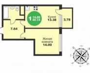 1-комнатная квартира площадью 39.5 кв.м, микрорайон Богородский, 2 | цена 2 564 250 руб. | www.metrprice.ru