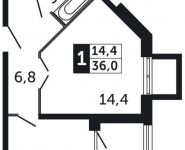 1-комнатная квартира площадью 36 кв.м, Северное шоссе, д.4 | цена 1 926 000 руб. | www.metrprice.ru