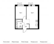 1-комнатная квартира площадью 35.8 кв.м,  | цена 4 854 480 руб. | www.metrprice.ru