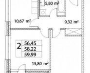 2-комнатная квартира площадью 59 кв.м, Лазоревый проезд, 3с8 | цена 11 938 010 руб. | www.metrprice.ru
