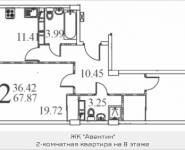 2-комнатная квартира площадью 67.87 кв.м в ЖК "Авентин", Железнодорожная, 33, корп.2 | цена 4 430 146 руб. | www.metrprice.ru