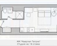 1-комнатная квартира площадью 18.73 кв.м, 1-й Железнодорожный тупик, 7, корп.1 | цена 1 984 172 руб. | www.metrprice.ru