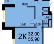 2-комнатная квартира площадью 55.9 кв.м, Внутренний проезд, 8, корп.3 | цена 10 853 056 руб. | www.metrprice.ru