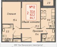 2-комнатная квартира площадью 64.1 кв.м, Ленинский пр-т, 16 | цена 5 724 130 руб. | www.metrprice.ru