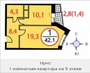 1-комнатная квартира площадью 42.1 кв.м, Фасадная, 2 | цена 3 650 000 руб. | www.metrprice.ru