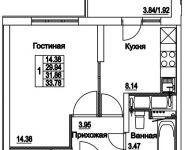 1-комнатная квартира площадью 33.78 кв.м, улица Муравская 2-я, д.25 | цена 3 997 498 руб. | www.metrprice.ru