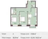 2-комнатная квартира площадью 58.54 кв.м, Калинина ул, 8 | цена 4 384 646 руб. | www.metrprice.ru