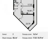 2-комнатная квартира площадью 82.4 кв.м, Нагатинский 1-й пр., 11 | цена 18 156 988 руб. | www.metrprice.ru