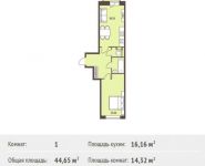 1-комнатная квартира площадью 44.65 кв.м, Калинина ул, 8 | цена 4 326 585 руб. | www.metrprice.ru