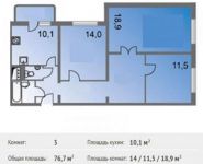3-комнатная квартира площадью 76.7 кв.м, проспект Гагарина, 5/5 | цена 6 084 300 руб. | www.metrprice.ru