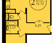 2-комнатная квартира площадью 51.7 кв.м, Просвещения | цена 3 449 751 руб. | www.metrprice.ru