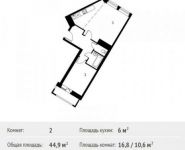 2-комнатная квартира площадью 44.9 кв.м, Фруктовая улица, 1 | цена 4 581 632 руб. | www.metrprice.ru