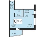 1-комнатная квартира площадью 32.67 кв.м, Хлебозаводская улица, д.10 | цена 1 825 926 руб. | www.metrprice.ru