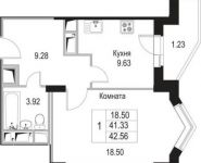 1-комнатная квартира площадью 42.56 кв.м, Щелково платф, 1 | цена 2 808 960 руб. | www.metrprice.ru