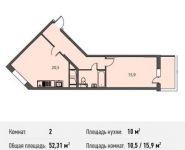 2-комнатная квартира площадью 52.3 кв.м в ЖК "Олимпийский", Стрелковая ул, 6 | цена 3 975 560 руб. | www.metrprice.ru