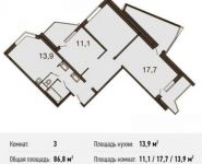 3-комнатная квартира площадью 86.8 кв.м, Автозаводская ул., 105 | цена 5 555 200 руб. | www.metrprice.ru