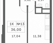 1-комнатная квартира площадью 36 кв.м, Мякининское шоссе, 2 | цена 3 387 600 руб. | www.metrprice.ru