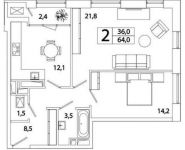 2-комнатная квартира площадью 62.8 кв.м, Рязанский пр-кт, 2 | цена 9 761 255 руб. | www.metrprice.ru