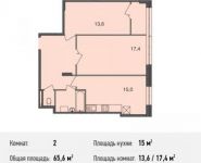 2-комнатная квартира площадью 65.6 кв.м, Богородский мкр, 14 | цена 3 767 277 руб. | www.metrprice.ru