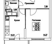 1-комнатная квартира площадью 37.35 кв.м, 2-я Муравская | цена 5 026 114 руб. | www.metrprice.ru