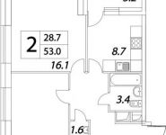 2-комнатная квартира площадью 53 кв.м, Тагильская улица, 4с22 | цена 5 785 533 руб. | www.metrprice.ru
