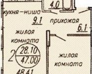 2-комнатная квартира площадью 47 кв.м,  | цена 5 000 000 руб. | www.metrprice.ru