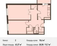 2-комнатная квартира площадью 63.3 кв.м, Барышевская Роща ул, 11 | цена 5 314 680 руб. | www.metrprice.ru