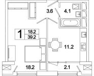 1-комнатная квартира площадью 39.21 кв.м, Рязанский проспект, д.влд 2 | цена 7 434 059 руб. | www.metrprice.ru