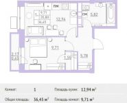 1-комнатная квартира площадью 36.45 кв.м в ЖК "Столичный", Калинина ул, 8 | цена 3 736 125 руб. | www.metrprice.ru