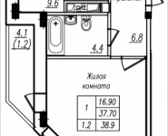 1-комнатная квартира площадью 38.9 кв.м, Просвещения, 12 | цена 2 317 340 руб. | www.metrprice.ru