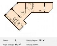 2-комнатная квартира площадью 65.4 кв.м, улица Дмитрия Ульянова, 6к1 | цена 5 557 430 руб. | www.metrprice.ru
