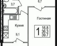 1-комнатная квартира площадью 38.9 кв.м, Щелково платф, 1 | цена 2 956 400 руб. | www.metrprice.ru