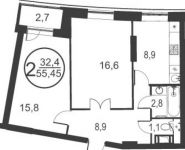 2-комнатная квартира площадью 55 кв.м, Народного Ополчения ул., 18 | цена 4 795 871 руб. | www.metrprice.ru