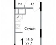 1-комнатная квартира площадью 27 кв.м, Барышевская Роща ул., К15 | цена 3 075 942 руб. | www.metrprice.ru