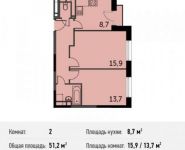 2-комнатная квартира площадью 51.2 кв.м, Сигнальный пр., 5 | цена 8 235 520 руб. | www.metrprice.ru