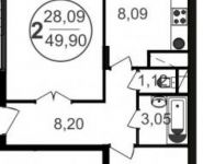 2-комнатная квартира площадью 49 кв.м, Новое Пушкино мкр | цена 3 193 600 руб. | www.metrprice.ru